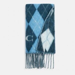 Blue COACH Argyle Patterned Scarf New with tags